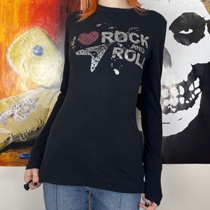 Rockstar "I Heart Rock and Roll" Long Sleeve Shirt / Size S